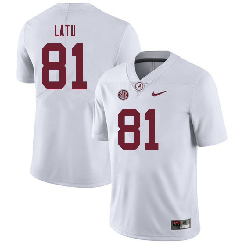 Men #81 Cameron Latu Alabama Crimson Tide College Football Jerseys Sale-White